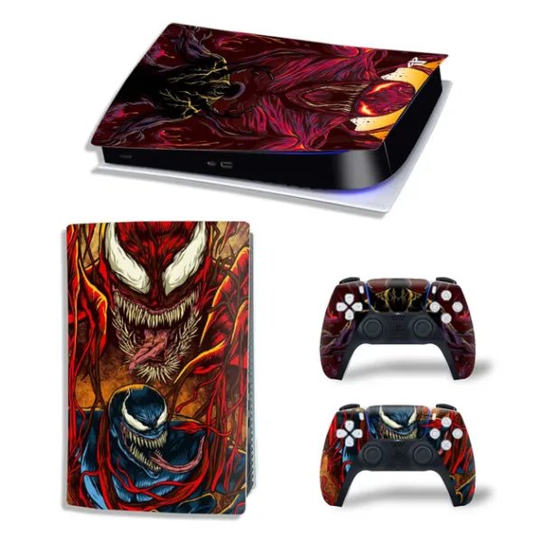 Виниловая наклейка для Sony PlayStation PS5 Venom Red/Black Muscles 360