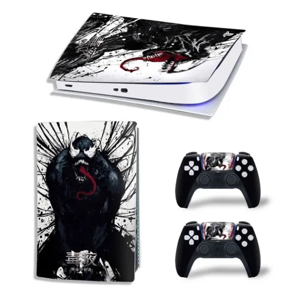 Виниловая наклейка для Sony PlayStation PS5 Venom Black Ink 360