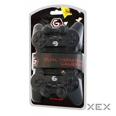 Двойной игровой геймпад, USB интерфейс, вибрация, черный цвет (JPD-UDV2-01) Gembird