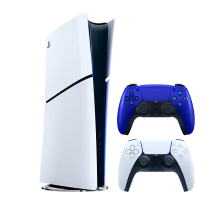 Набор Консоль Sony PlayStation 5 Slim Digital Edition 1TB (0000005932) White + Геймпад Беспроводной DualSense Cobalt Blue