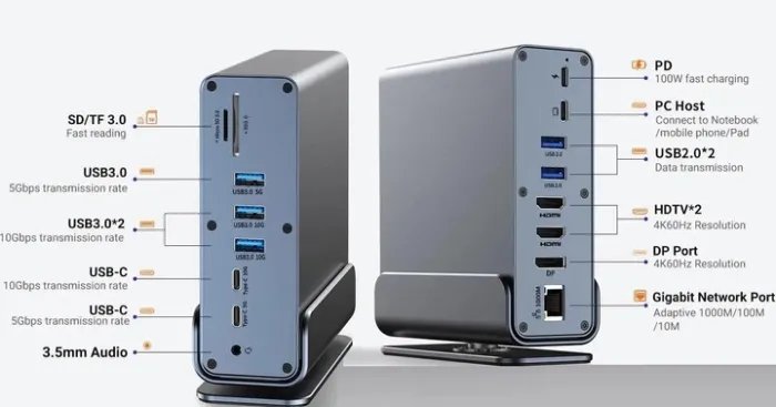 Игровая станция 16в1 100W для Macbook/MSI/Asus/Samsung/Dell/Lenovo/HP/Acer/Android