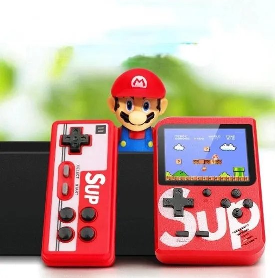 Карманная портативная игровая консоль приставка SUP Game Box с джойстиком 400 8-битных игр красная