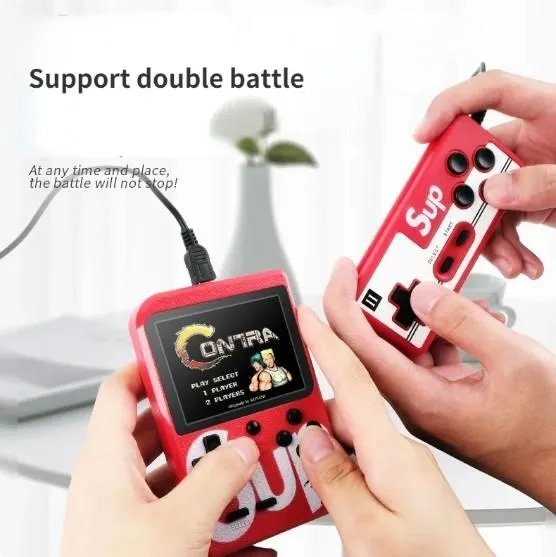 Карманная портативная игровая консоль приставка SUP Game Box с джойстиком 400 8-битных игр красная