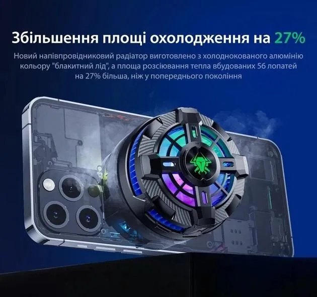 Магнитный полупроводниковый кулер-радиатор с зажимом (вентилятор) для смартфона активное охлаждение Plextone EX2 PRO