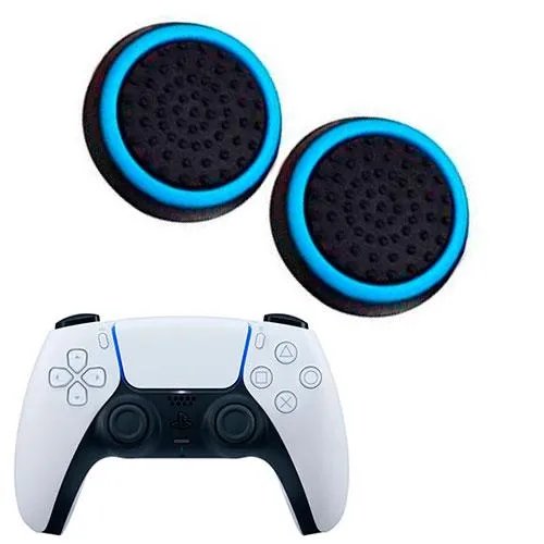 Силиконовые накладки на аналоговые стики Honson для джойстика PS5 Dualsense черные с бирюзовой окантовкой 2 шт