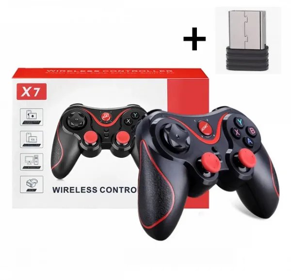 Беспроводной геймпад-джойстик GenGame X7 Bluetooth для ПК(С usb-передатчиком) Black