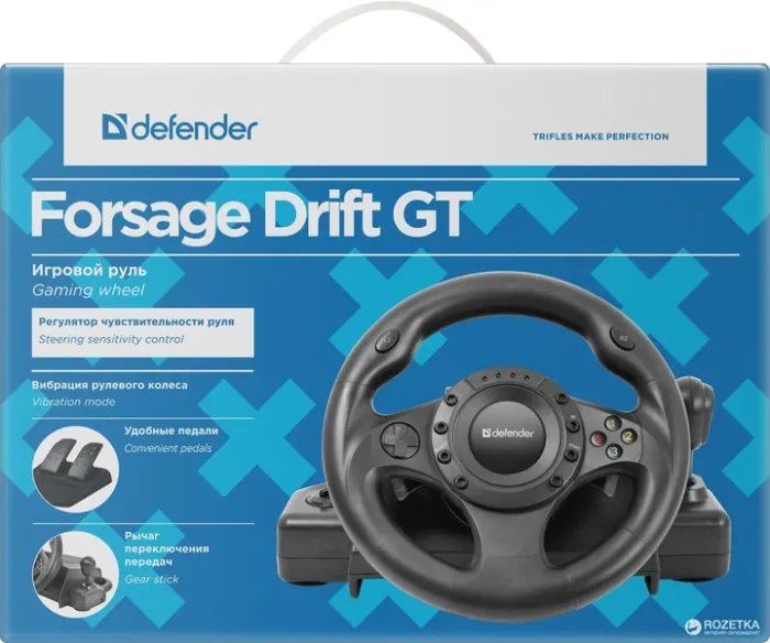 Проводной руль Defender Forsage Drift GT USB PC/PS3 Black (64370)